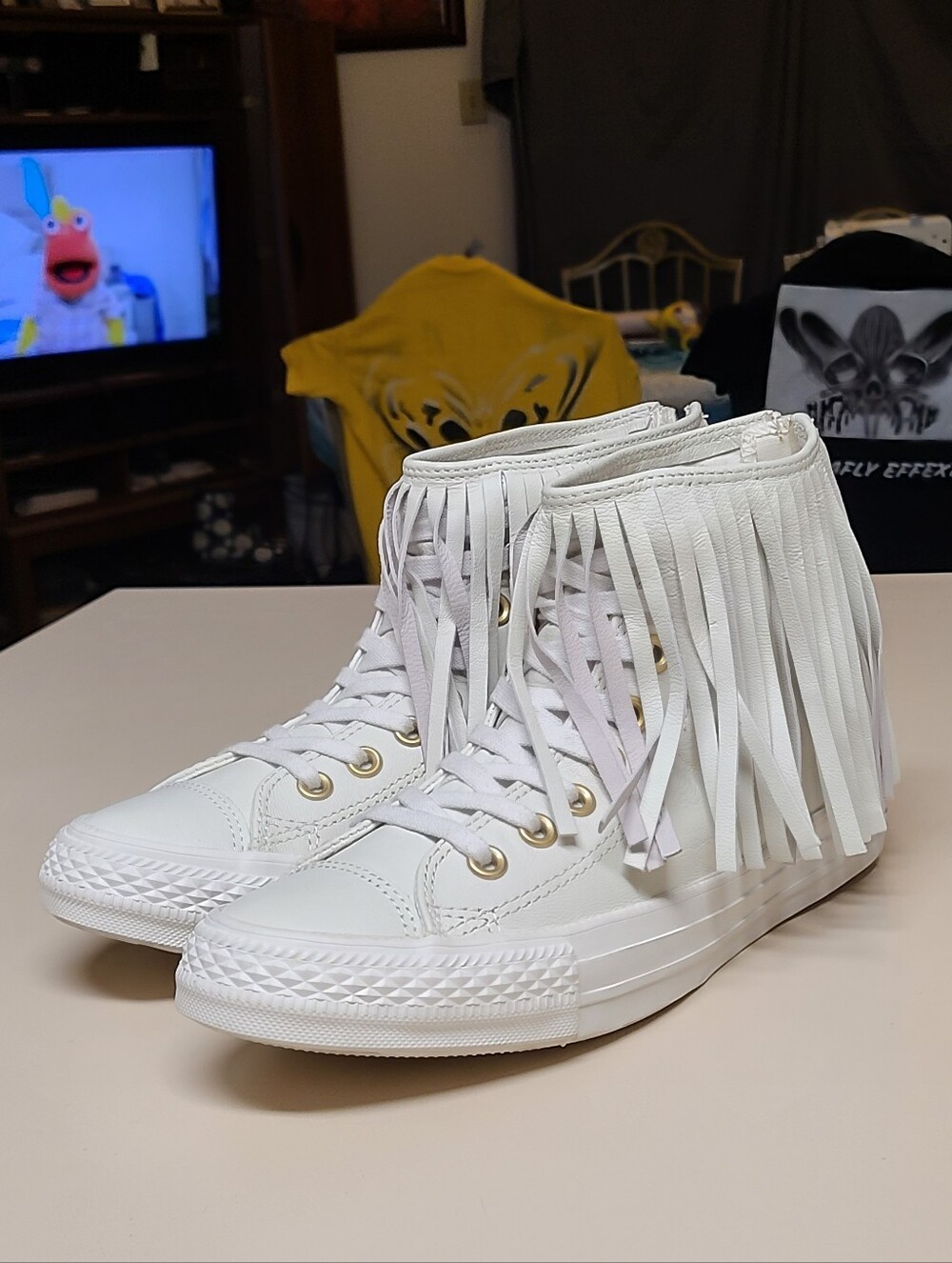 Converse CTAS Hi Fringe Leather western inspired casual sneakers size 8.5